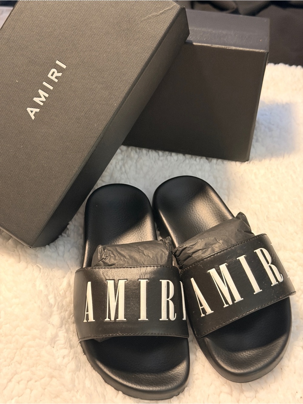 AMIRI Kids Logo Slides Sandals Black Size EU 31 US 13 w/ Box Authentic